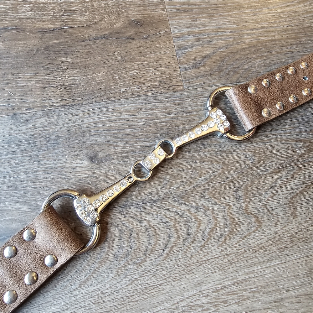 Leather And Rhinestone Snaffle Bit Bedazzled West… - image 4